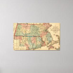 Rail Road & Township Karta of Massachusetts, 1879 Canvastryck