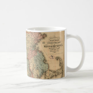 Rail Road & Township Karta of Massachusetts, 1879 Kaffemugg