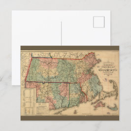 Rail Road & Township Karta of Massachusetts, 1879 Vykort
