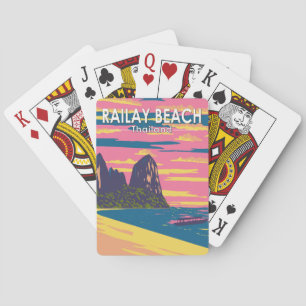Railay Beach Thailand Travel Art Vintage Casinokort