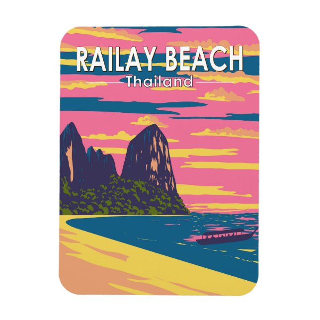 Railay Beach Thailand Travel Art Vintage Magnet (Vertikal)