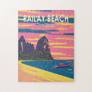 Railay Beach Thailand Travel Art Vintage Pussel