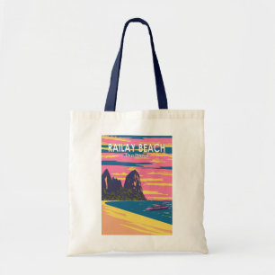 Railay Beach Thailand Travel Art Vintage Tygkasse