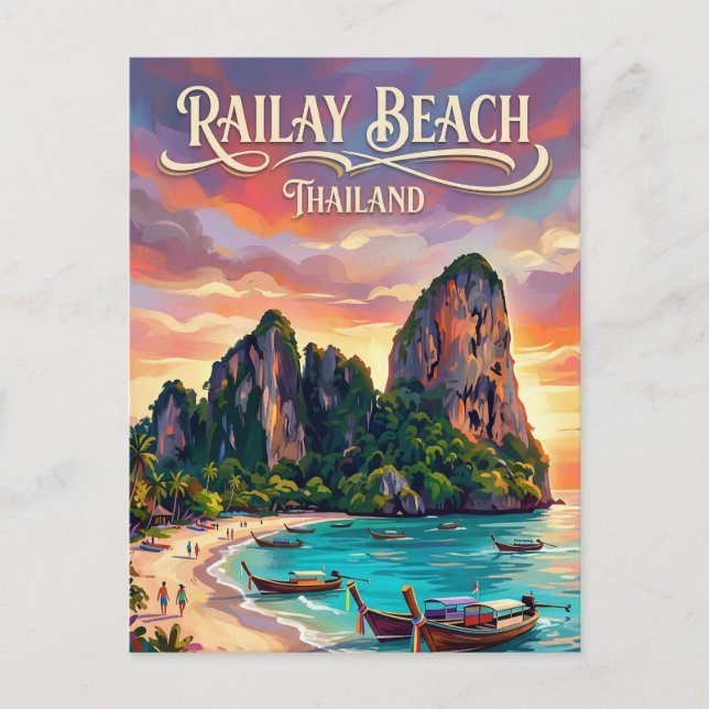 Railay-stranden Thailand Vykort (Framsida)