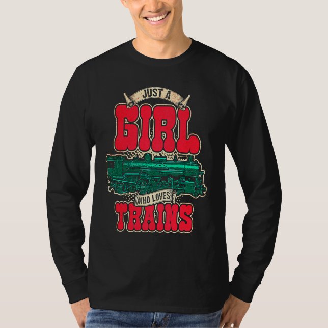 Railfan Train Fan Model Railroad Love Female Girl  T Shirt (Framsida)