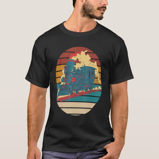 Railroad Steam Locomotive Retro Railway Train Cond T Shirt (Framsida)