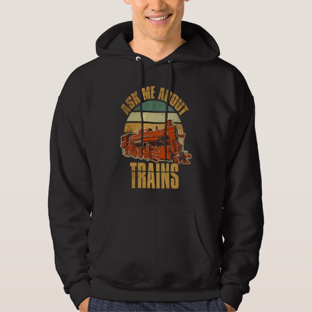 Railways Train Model Railroad Fan Railfan Love Hoodie (Framsida)