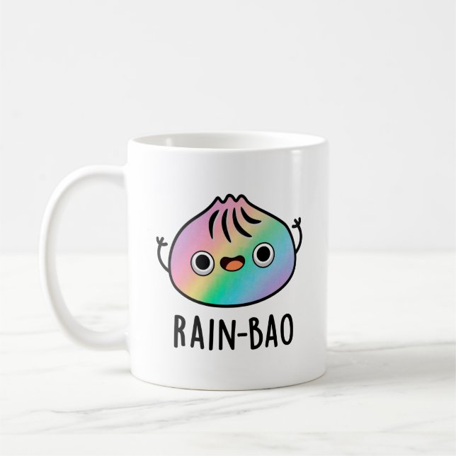 Rain-bao Funny Rainbow Dimsum Bao Pun Kaffemugg (Vänster)