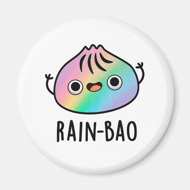 Rain-bao Funny Rainbow Dimsum Bao Pun Magnet (Framsidan)