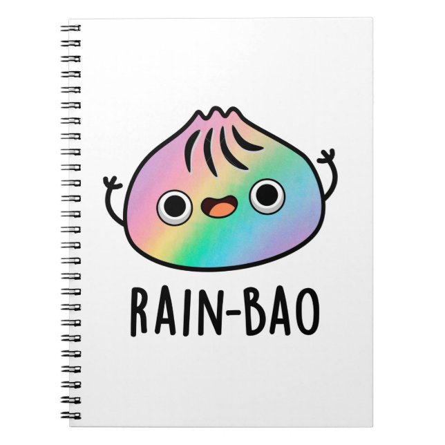 Rain-bao Rolig Regnbåge Dimsum Bao Puns  Anteckningsbok (Framsidan)