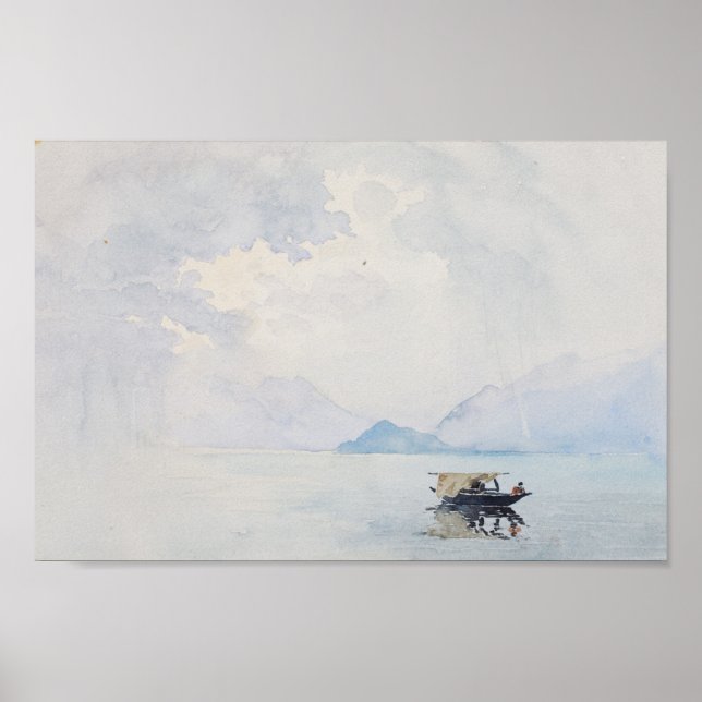 Rain Bellagio George Elbert Burr Sjölandskap Poster (Framsidan)