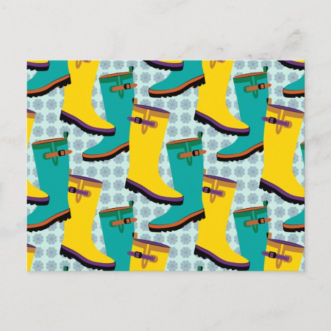 Rain Boots Colorful Vykort (Framsida)