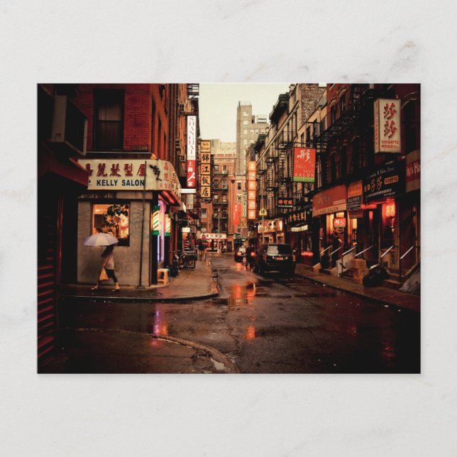 Rain - Chinatown - New York City Vykort (Framsida)