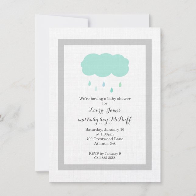 Rain Cloud Baby Shower-inbjudan Inbjudningar (Framsida)