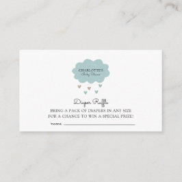 Rain Cloud Blue Baby Shower Diaper Raffle Enclosur Tilläggskort