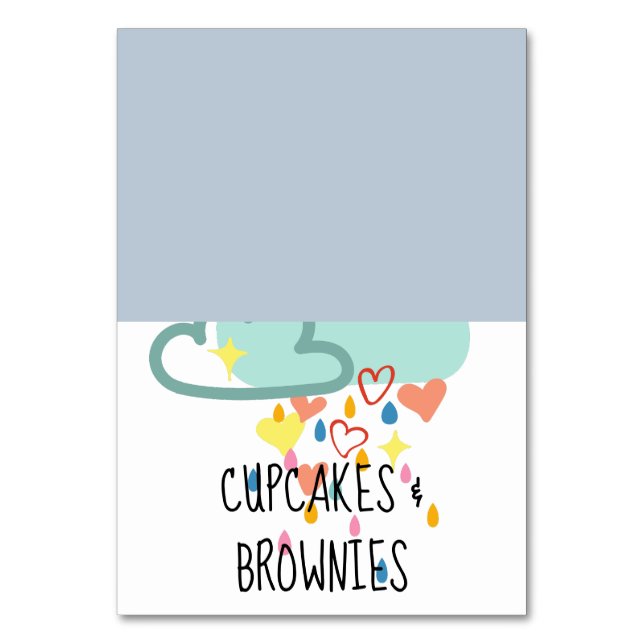 Rain Cloud Boy Baby Shower Bord Cards Bordsnummer (Framsidan)