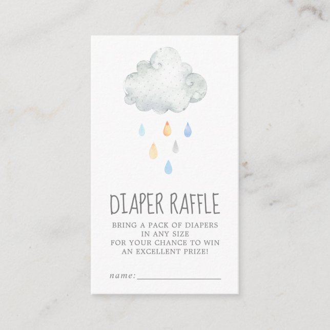 Rain Cloud Boy Baby Shower Diaper Raffle Tilläggskort (Framsida)