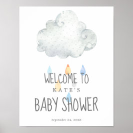 Rain Cloud Boy Baby Shower Välkommen Poster