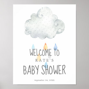 Rain Cloud Boy Baby Shower Välkommen Poster