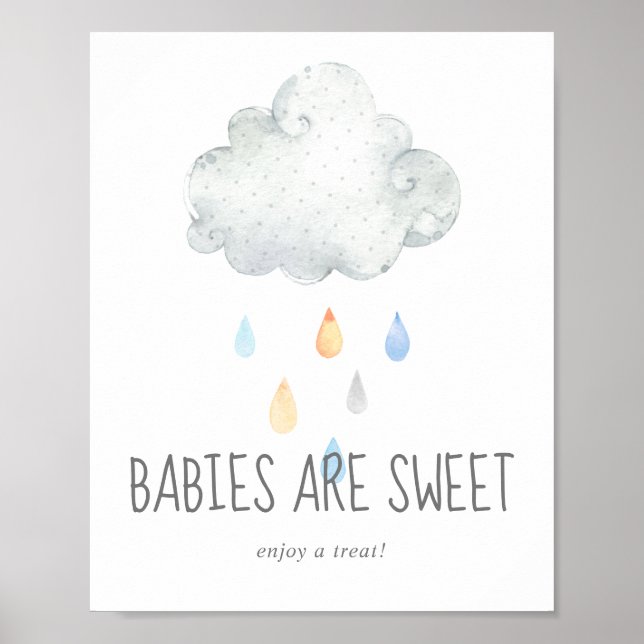 Rain Cloud Boy Spädbarn är Sweet Enjoy Ejoy Sign Poster (Framsidan)