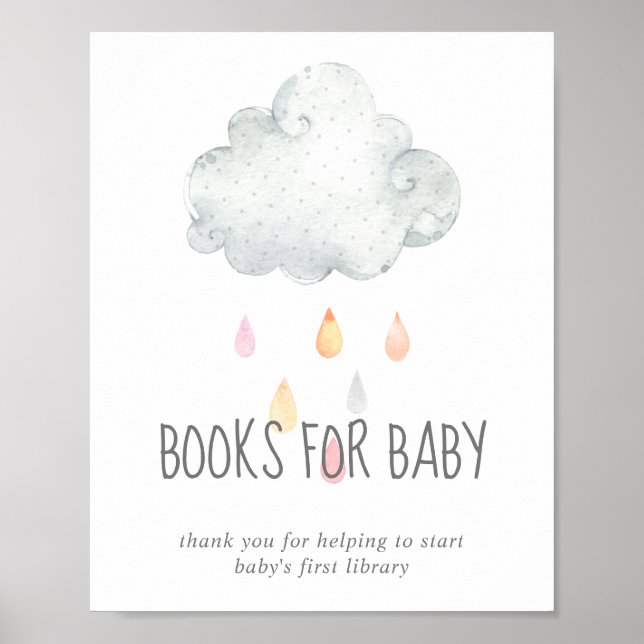 Rain Cloud Girl Baby Shower Bokar för Baby-tecken Poster (Framsidan)