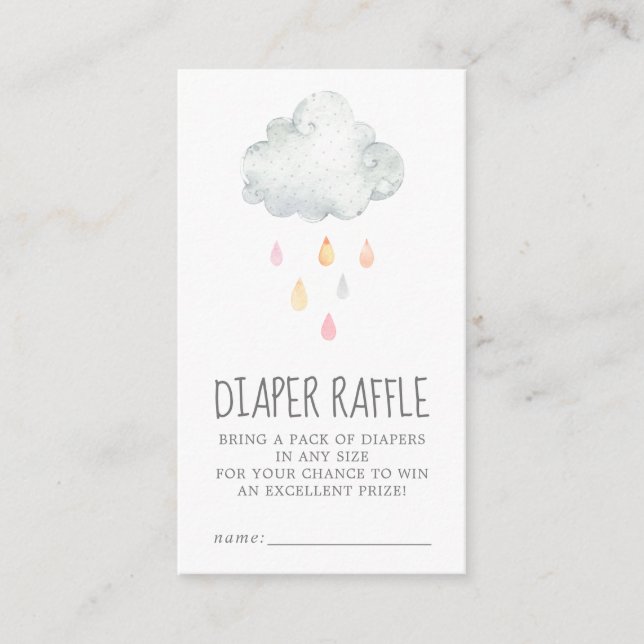 Rain Cloud Girl Baby Shower Raffle Tilläggskort (Framsida)