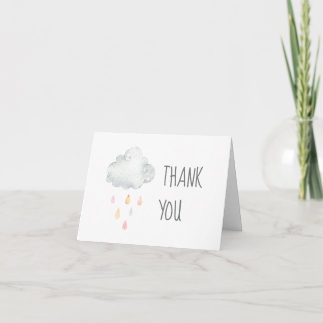 Rain Cloud Girl Baby Shower Tack för ditt kort (Framsida)