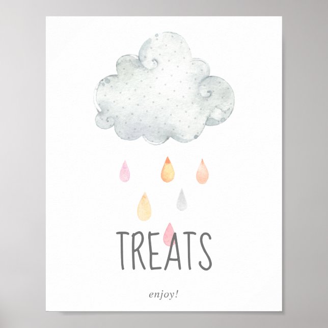 Rain Cloud Girl Baby Shower Trews Sign Poster (Framsidan)