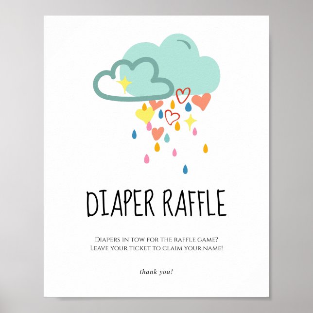 Rain Cloud Girl Diaper Raffle Sign Poster (Framsidan)