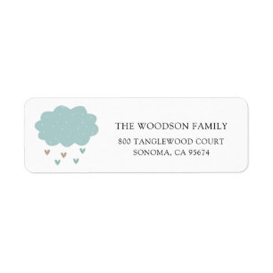 Rain Cloud Rain Droppar Baby Shower Returadress Etikett