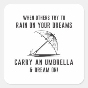 Rain Cloud Weather RainDrop Umbrella Gift Idea Fyrkantigt Klistermärke