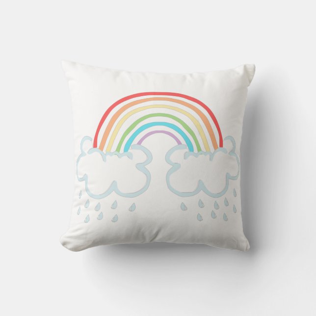 Rain Clouds and Cute Rainbow Kudde (Framsida)