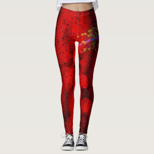 Rain Doted Red Leggings