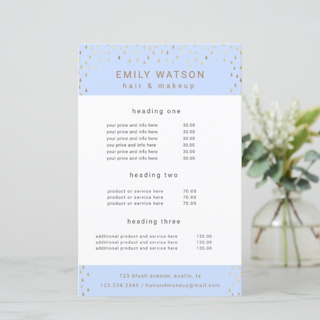 Rain drunknar i Faux Foil Service och Pris Flyer i (Stående Fram)