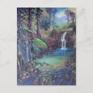 Rain Forest Landcape River Waterfalls Art Vykort