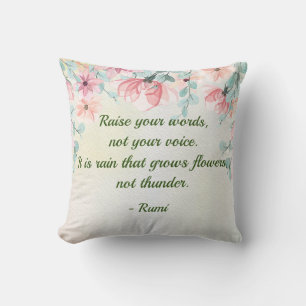 Rain Grows Flowers Rumi Quote Kudde