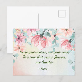 Rain Grows Flowers Rumi Quote Vykort