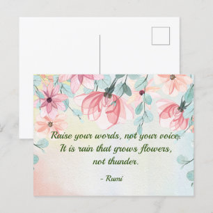 Rain Grows Flowers Rumi Quote Vykort