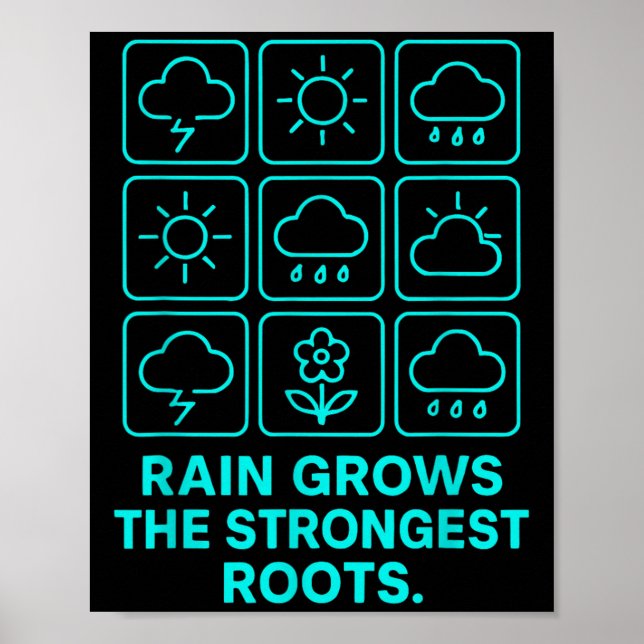 Rain Grows The Strongest Roots Resilience Motivati Poster (Framsidan)