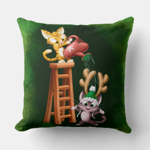 RAIN HJORT CATS av Jeff Willis Art Dekorativ kudde