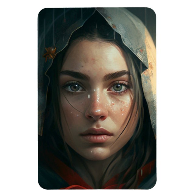 Rain hood girl magnet (Vertikal)