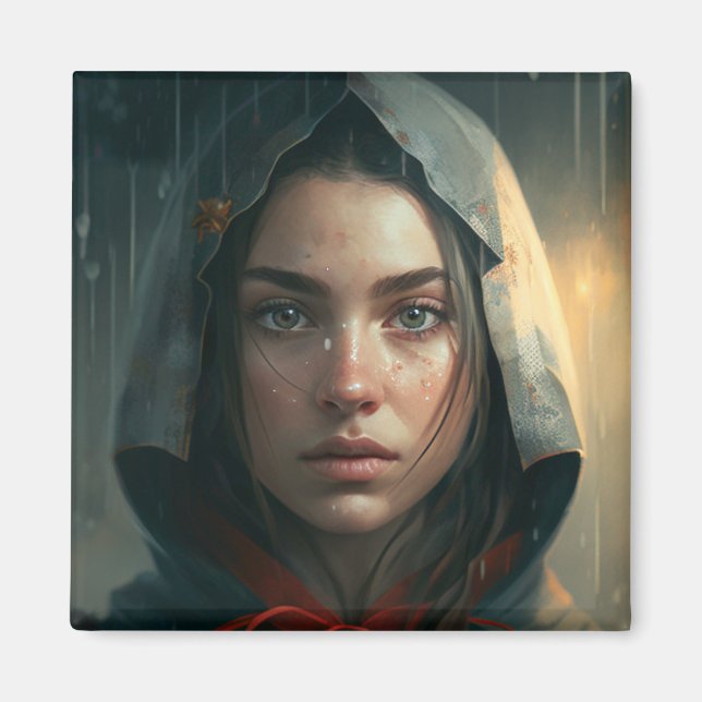 Rain hood girl magnet (Framsidan)