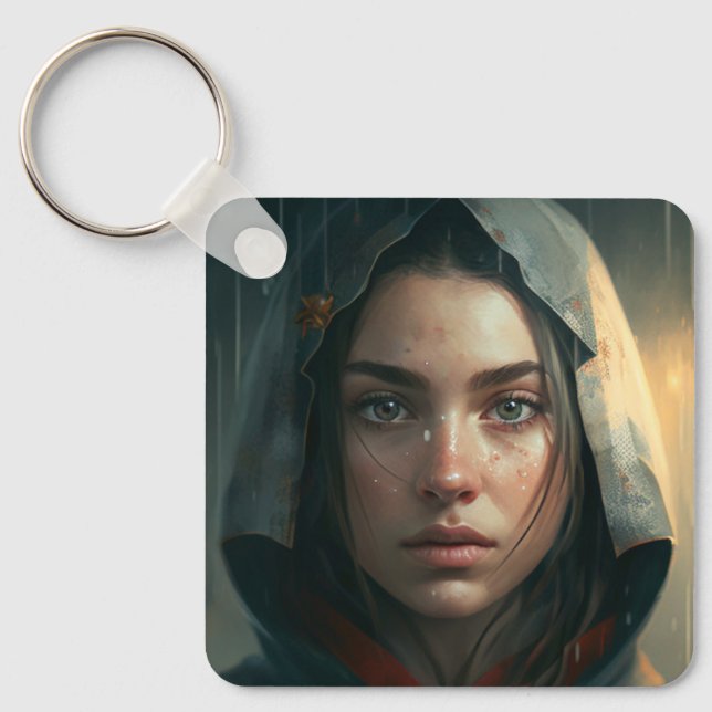 Rain hood girl nyckelring (Framsida)