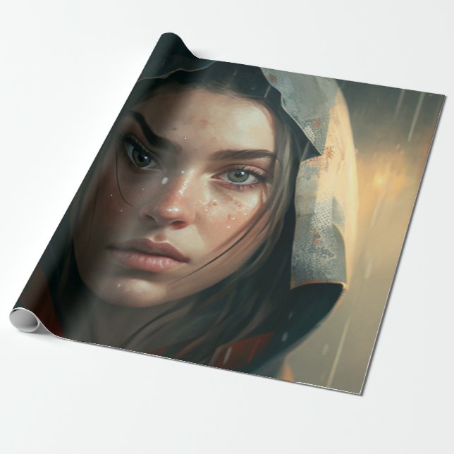 Rain hood girl presentpapper (Utrullad)