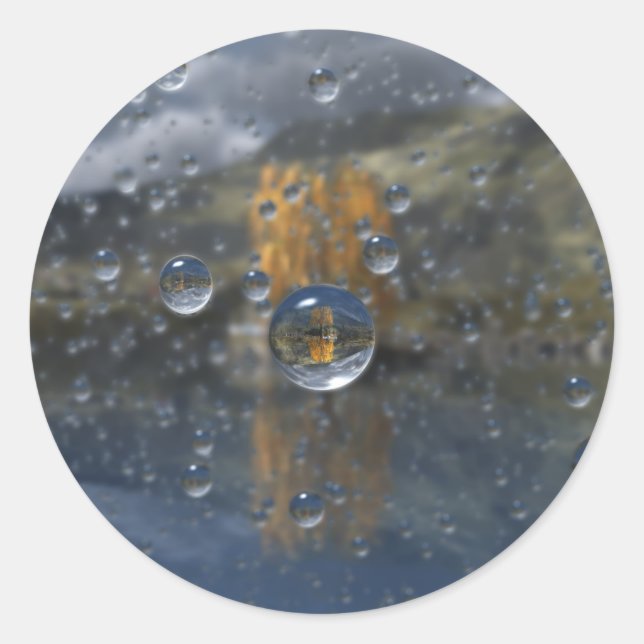 Rain i Glen Stickers Runt Klistermärke (Framsida)