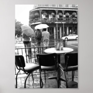 Rain i New Orleans Cafe' du Monde Fransk Quarter Poster
