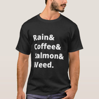Rain-, kaffe- och lax- och Ogräs-Seattle T Shirt