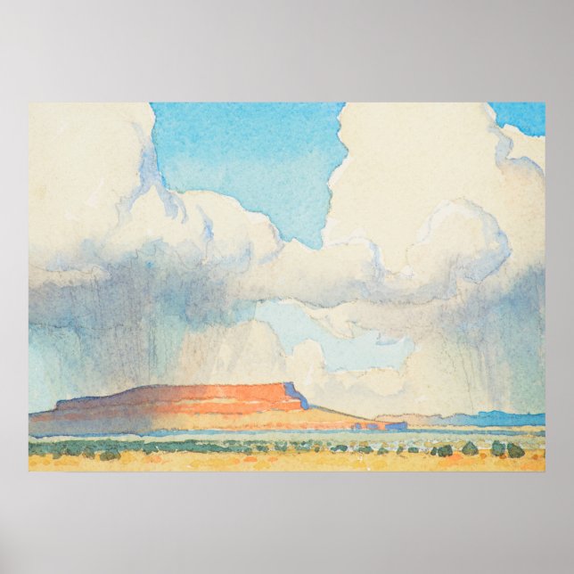 Rain on the Mesa, 1945 av Maynard Dixon Poster (Framsidan)