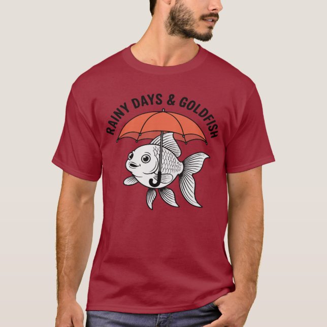 Rain or Shine – Fish with Umbrella Funny T-Shirt (Framsida)