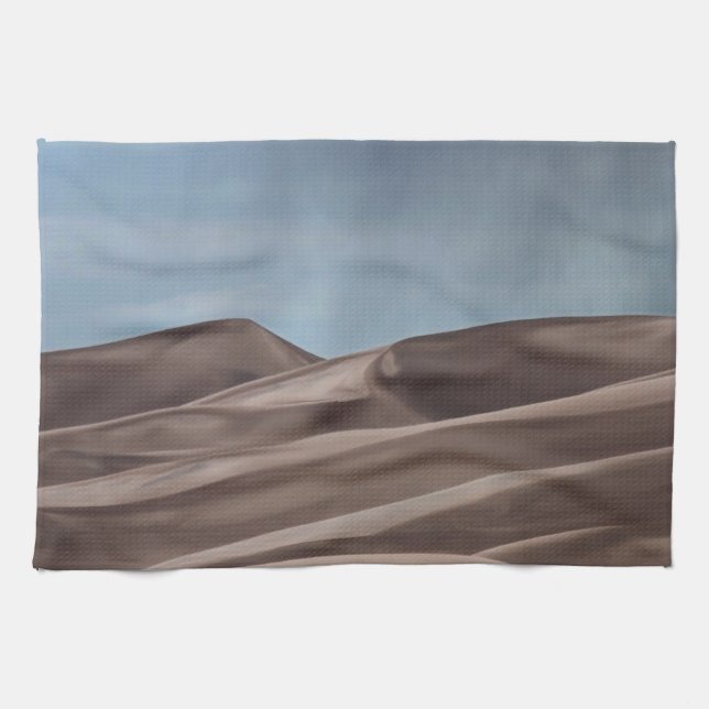 Rain på Underbara Sand Dunes Kökshandduk (Horisontell)